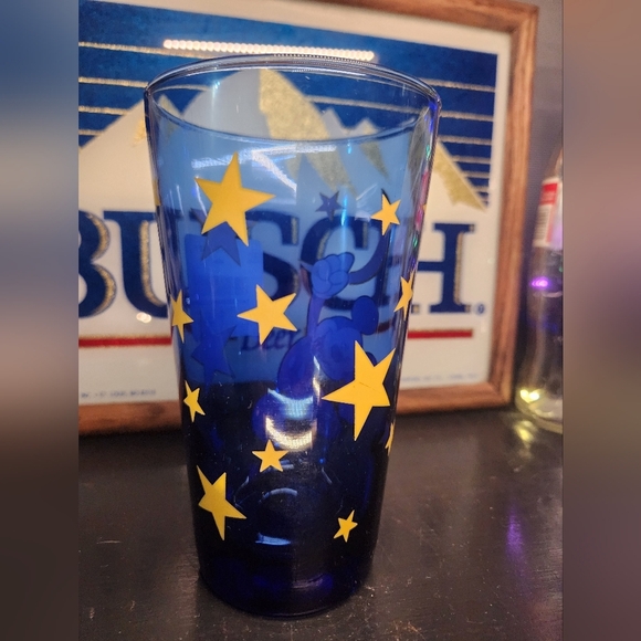 Disney Mickey Mouse Blue Glass Vintage Star Glass Blue - Picture 2 of 2